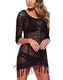KingsCat Crochet Design Tunic Swimsuit Cover-Up Black