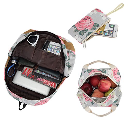 image for BLUBOON School Backpack Set Canvas Teen Girls Bookbags 15 inches Lapto