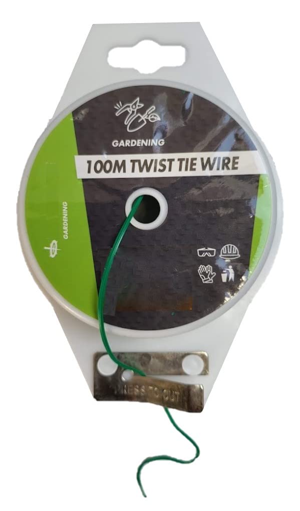 Simply Products 100m Green Garden Twist Tie Support Wire with Cutter