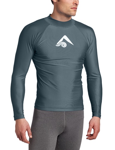 Kanu Surf Men's Long Sleeve Platinum UPF 50+ Rashguard Swim Tee, Charcoal, XX-Large