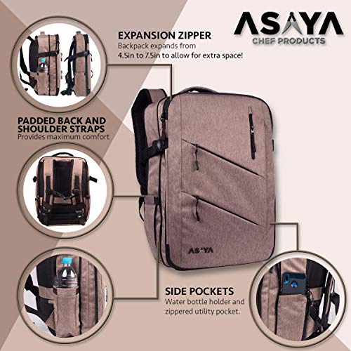 Asaya Chef Knife Backpack with 20 Pocket Knife Roll Bag Over 30