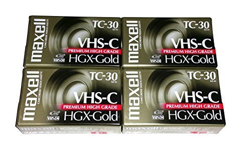 Maxell VHS-C TC-30 HGX Gold Blank Cassettes - Pack Of 4 Cassettes