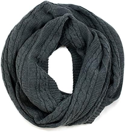 Viverano Men's Organic Cotton Cable Knit Infinity Loop Scarf - Soft and Chunky (Charcoal)