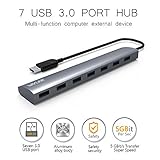 WAVLINK USB 3.0 Hub, 7 Port Aluminum Portable Data Hub with 5V/4A Power Adapter USB Splitter Hot Swapping for MAC, PC, USB Flash Drives and Other Devices