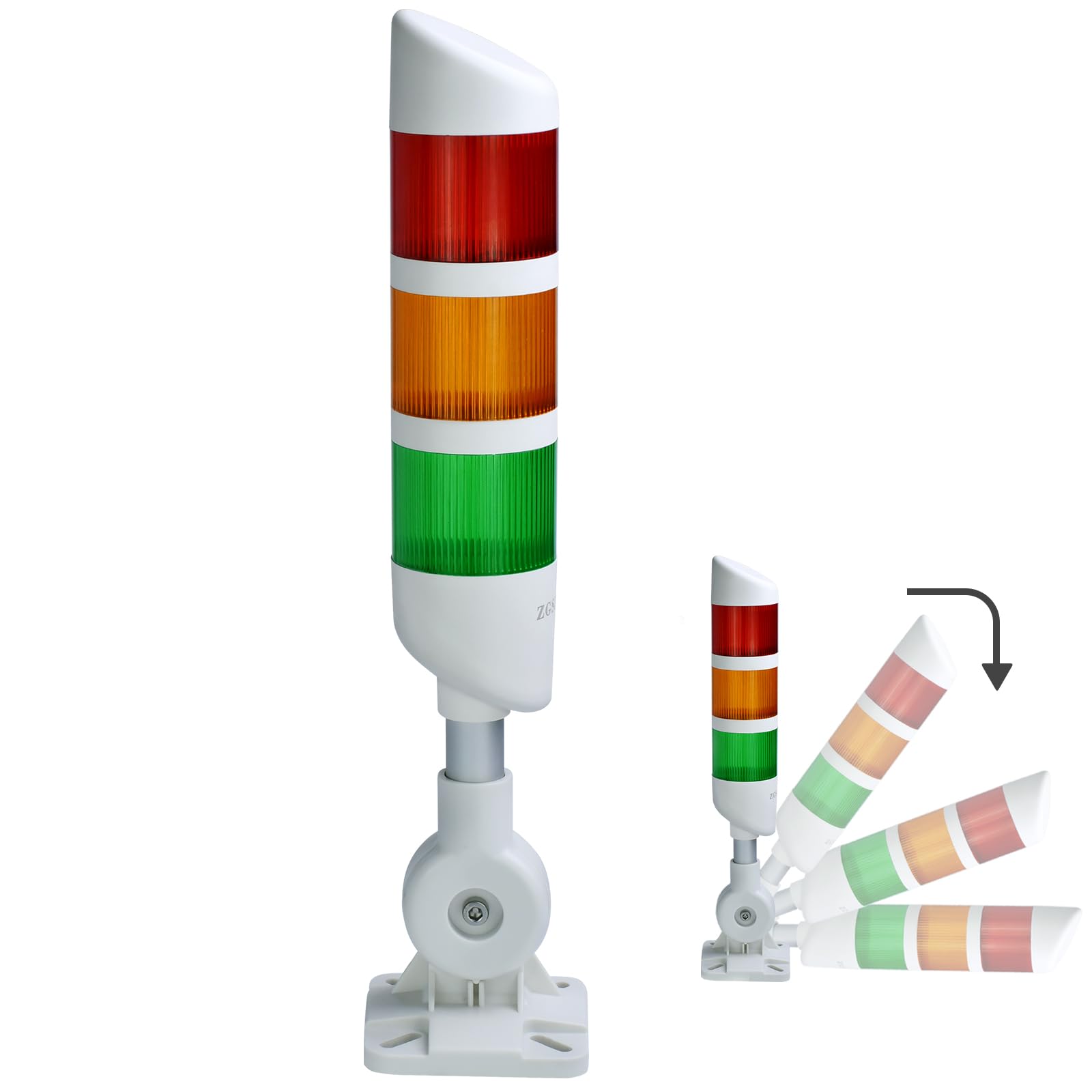 Photo 1 of 3-Layer Led Signal Tower Stack Lights, Industrial Signal Warning Lights, Column Tower Lamp with Rotatable Base Steady 24V DC/AC with Buzzer