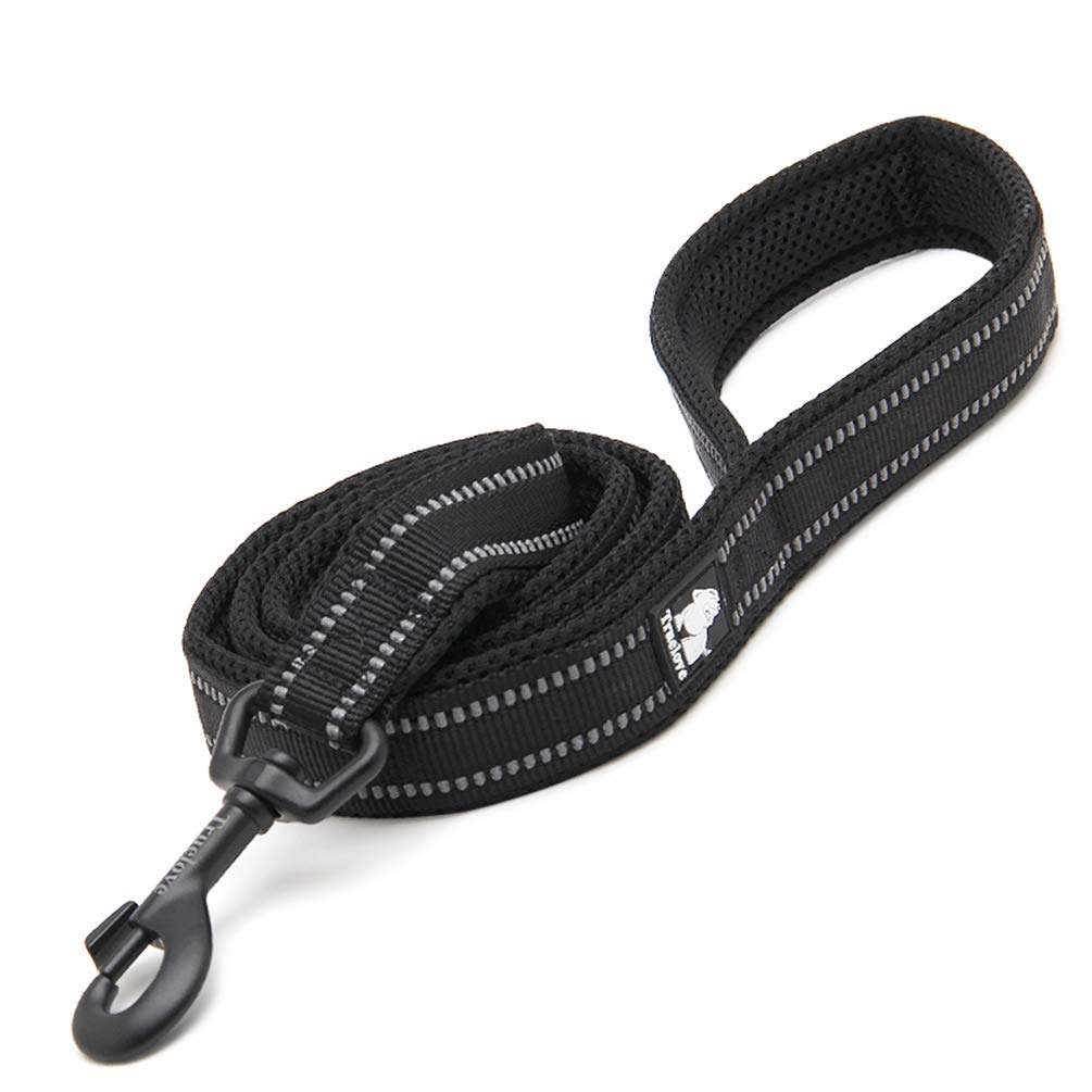 WINHYEPET True Love Dog Leash Nylon Sandwich Fabric comfort Reflective Safety Washable Dogs Belt Suitable for all Kinds of Dog Breeds Length 200cm Can be used together with Harness (Black,M)