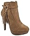 Women Golden Chili/Tassel Decor Side Zip Stiletto High Heel Platform Ankle Booties