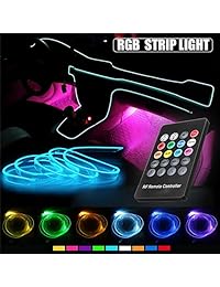 RGB   Tira de luces LED para coche (5 en 1, 19.7 ft, decoración interior, tira de luz de la atmósfera, control remoto activo)