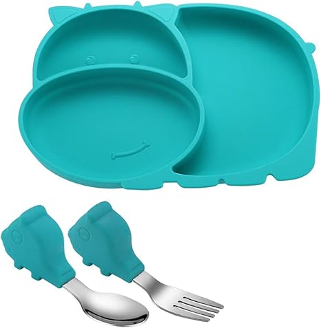 Amazon Co Jp Yangxiaoyu ベビーシリコンディナープレートワンピースグリッドベビーフードサプリメントボウルアンチドロップアンチスキッド食器 ホーム キッチン