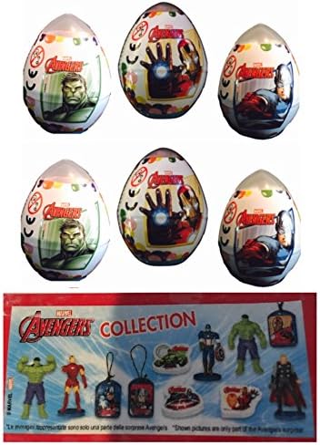 6 NEW AVENGERS PLASTIC SURPRISE EGGS, WITH SURPRISE