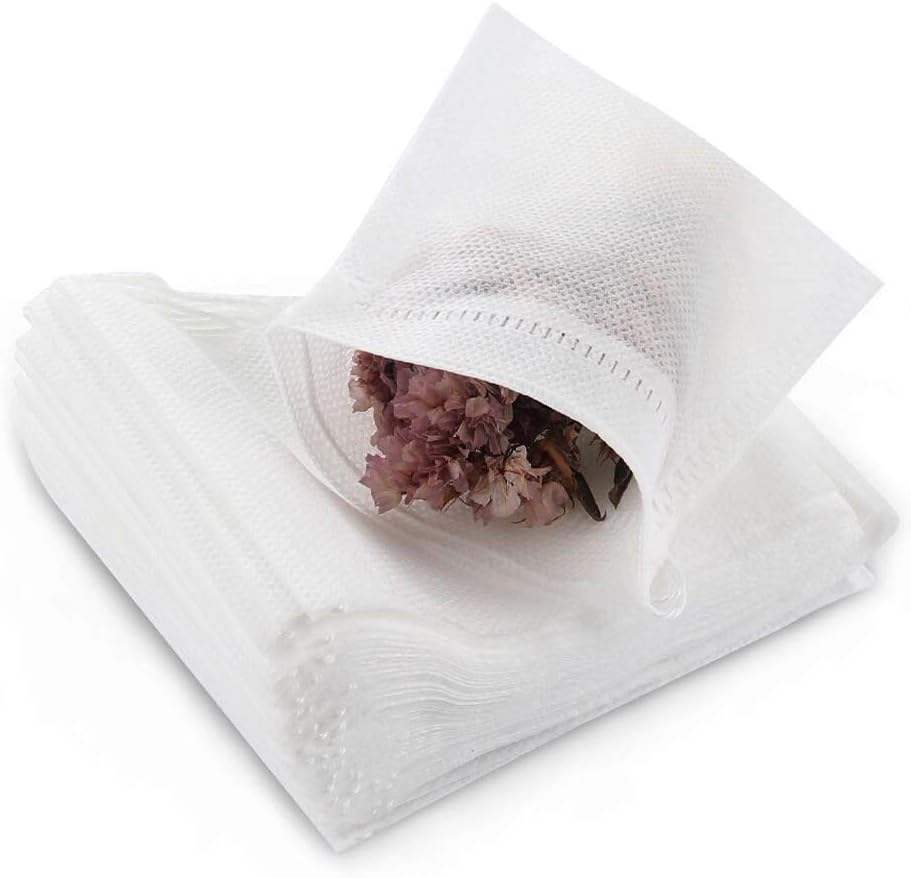 200 Pcs Disposable Tea Filter Bags Empty Cotton Drawstring Seal Filter Tea Bags for Herb,Tea and Loose Leaf （3.54 x 2.75 inch）