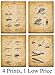 Original Fly Fishing Lures Patent Prints - Classic Cabin and Lake House Decor, Fishing Bait Accessories Wall Art, Outdoor Display and Gifts for Fishermen, Set of 4-8x10 Unframed Patent Print Poster
