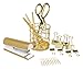 Gold Desk Accessories | 7 Desktop Essentials (44 Items Total) | Office Supply Set & Organizer in Gold Décor