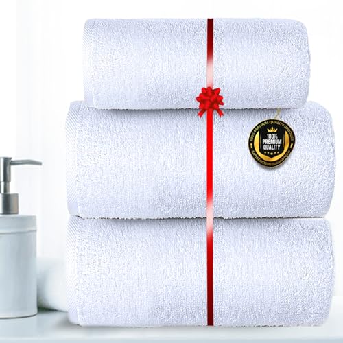 Aishini Bath Towel Set Pack of 3, (140 x 70 cm) (35 x 35 cm) Microfiber Ultra Soft Highly Absorbent Hand Towels Set, Lightweight and Quick Drying for Body, Beach, Sport, Yoga, SPA (White)