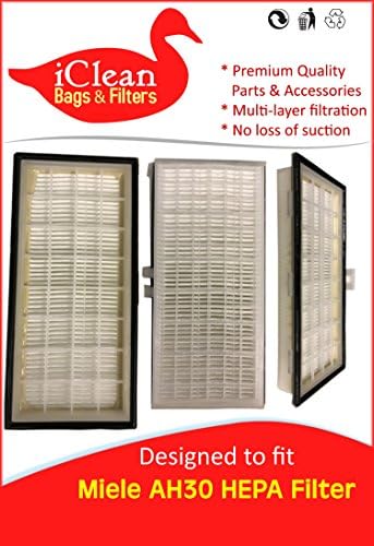 Miele HEPA Filter SF AH 30- 2 Filters by iClean Vacuums Engineered to Fit Miele S7 + U1 Upright Vacuums - C1 Canisters- S300-600 Canisters Produces Clean Air! Proven by a Particle Scanner