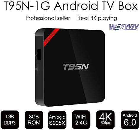 WELLWIN T95N Android 6.0 TV Box Amlogic S905X Quad Core 1GB/8GB 4K Wifi HDMI Ultra HD 1080P, DLNA Miracast 3D