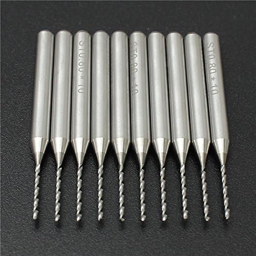 10pcs 0.8mm PCB End Mill Engraving Bits 3.175mm Shank Cemented Carbide CNC Cutting Drills