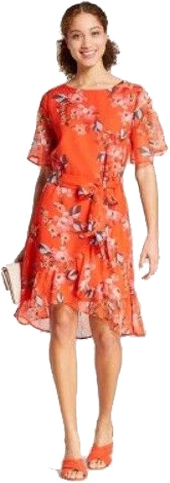 short red wrap dress