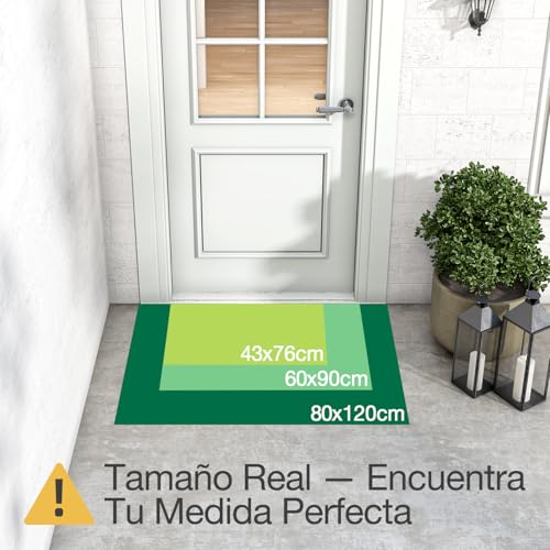 LUMI Tapete de Puerta de Bienvenida Exterior de 43 x 76 cm, Antideslizante, Duradero, de Goma, de Perfil bajo, fácil de Limpiar para Puerta Delantera, Trasera, Entrada, Porche, cochera, Hello