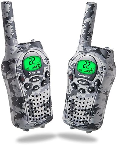 Walkie Talkies for Kids, iksee Toys for 4-13 Year Old Boys Girls, 22 Channel 6Km Long Range Exploration Kit for Kids Outdoor Camping, Hunting, Expedition, Adventure (Camo Gray, 1 Pair)