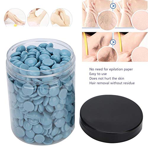 Hard Wax Beads, Hair Removal Hard Wax Beans, Professional Face Legs Body Depilatory Waxing Beads 150g, Waxing Beans for Women Bikini Underarm Back Chest (Blue)