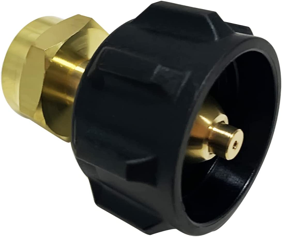 SUONE Solid Brass QCC1 Propane Supplement Adapter Ropane Cylinder Inflating Connector Fit for 1LB Cylinder Tank Coupler Cylinder