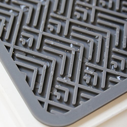 S&T Heavy Duty Silicone Drying Mat, Large 12" x 16", Gray