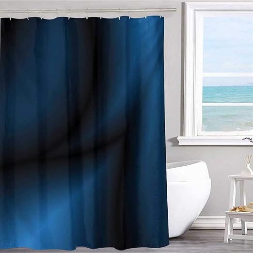 MKOK Cortina de ducha blanca de 91 x 183 cm, azul marino, profunda en