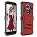 Moto G6 Play Case, Zenic Heavy Duty Shockproof Full-Body Protective Hybrid Case Cover with Swivel Belt Clip and Kickstand for Motorola Moto G6 Play (Red)