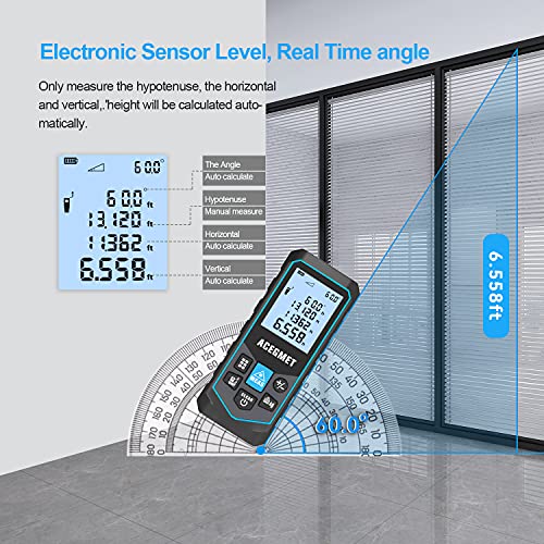 Laser Measure, Green Beam Laser Measurement Tool with Angle Sensor
