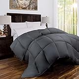 Zen Bamboo Luxury Goose Down Alternative Comforter - All Season Hotel Quality Hypoallergenic Duvet Insert with Cooling Bamboo Blend Fabric - King/Cal King - Gray