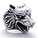 KONOV Vintage Biker Men's Wolf Head Stainless Steel Ring, Silver