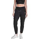DKNY Womens Metallic Bubble Logo Slim Fit Cargo Jogger Sweatpants with Pockets