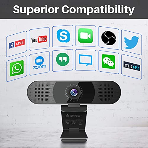 EMEET 3 in 1 cam 1080P cam with Microphone and Speakers, Noise