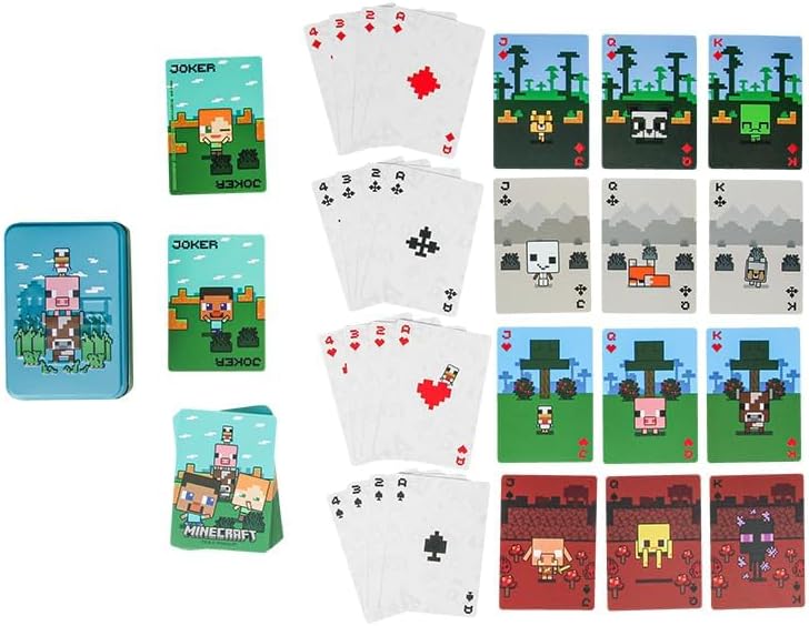 Minecraft Boîte de cartes à jouer sous licence officielle, jeu de cartes standard pour garçons et filles, coffret cadeau et marchandise