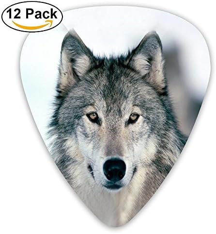 LLGUITAR Grey Wolf Guitar Picks 12pack Celluloid Plectrum Custom 0.46mm/0.71mm/0.96mm For Electric Acoustic Guitars Bass Best Stocking Stuffer Gifts For Kids Teens Adults