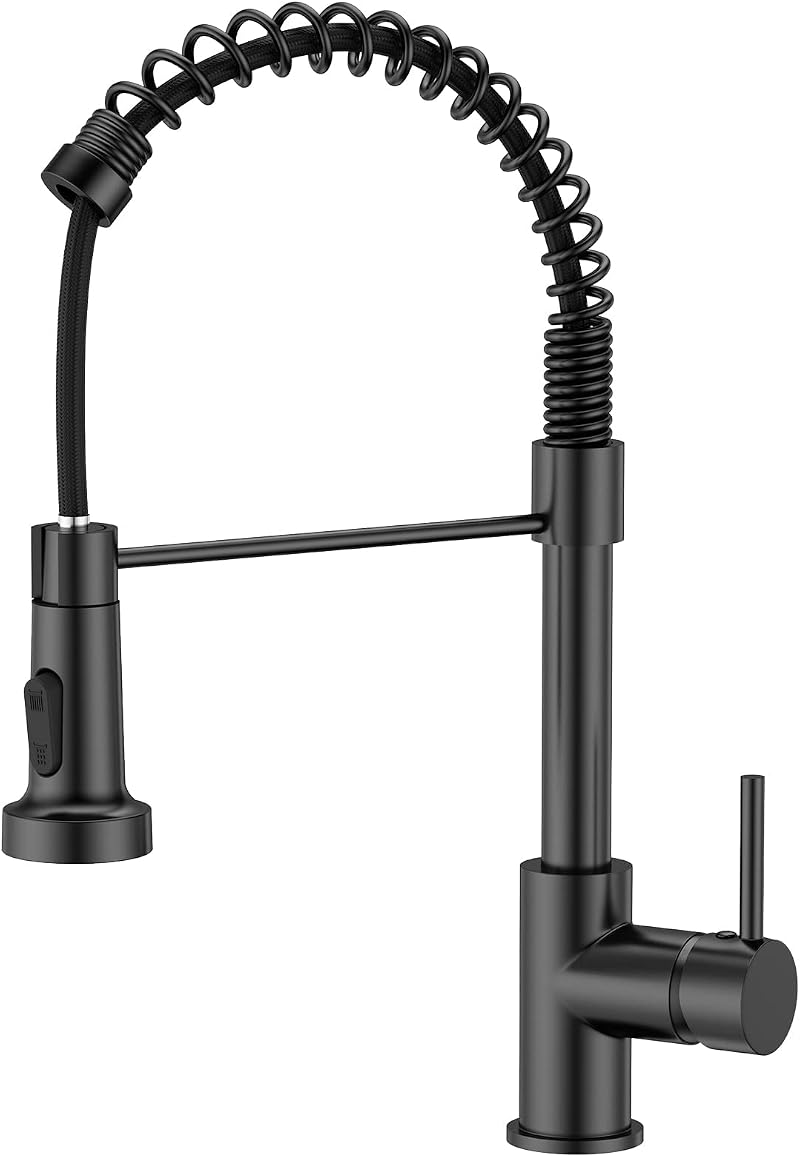 FORIOUS Black Kitchen Tap Spring Kitchen Sink Mixer 360 Swivel 2 Modes