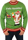 Men's Feliz Navidad Ugly Christmas Sweater in Green By Festified