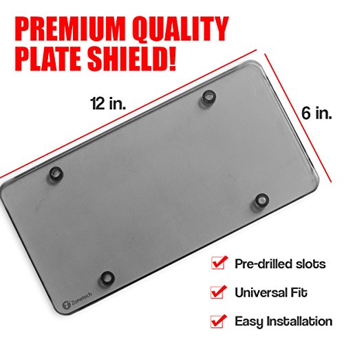 Zone Tech Car Clear Smoked License Plate Cover Frame 2Pack Premium