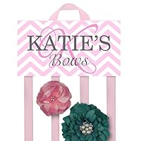 Hair Bow Holder - Personalized Chevron Pink HairBow Holder Girls Personal Hair Bow and Clip Hanger HB0195