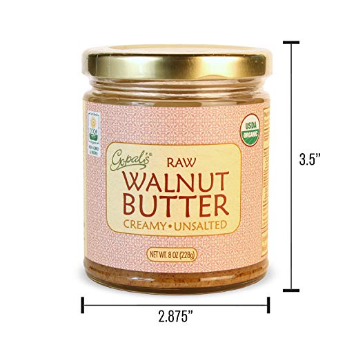 Gopal's Raw Organic Walnut Butter | USDA Organic, Gluten-Free, Creamy and Unsalted | 8 Ounces Glass Jar | Keto, Whole 30, and Paleo Friendly - Thumbnail 4