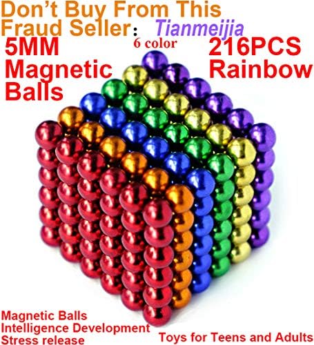 aBrilliantLife 5MM 216 Pieces Multicolored Magnet Balls Toys Sculpture Building Magnetic Blocks Magnets Cube Gift for Intellectual Development -Office Toy Stress Relief Gifts for Teens and ADU 6 Color