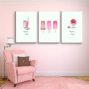 3 Panel Raspberry Drinks and Treats Triptych Series...