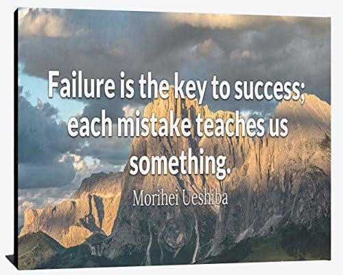 Failure is Key to Success Each Mistake Teaces Us Morihei Ueshiba Relentless Overcome Prosperity Perseverance Faith Happiness Wood Wall Art Print Photo Image Decor