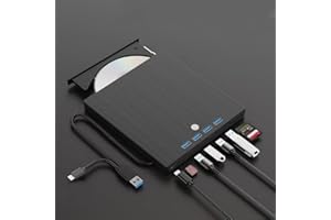 External CD DVD Drive,8-in-1 Portable CD/DVD +/-RW Burner, Plug & Play Slim Optical Drive for Laptop Mac, PC Windows 11/10/8/