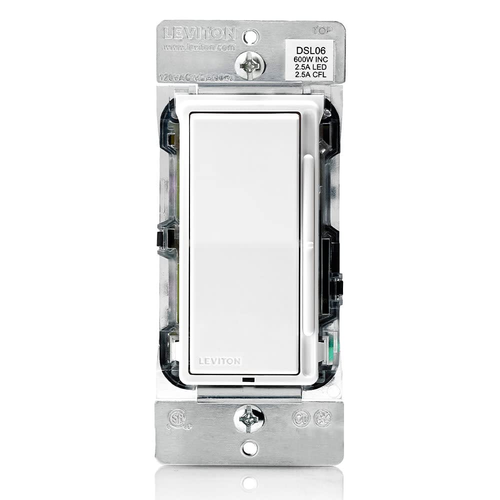 Photo 1 of Leviton Decora 600-Watt Single-Pole/3-Way Universal Rocker Slide Dimmer, White (3-Pack)