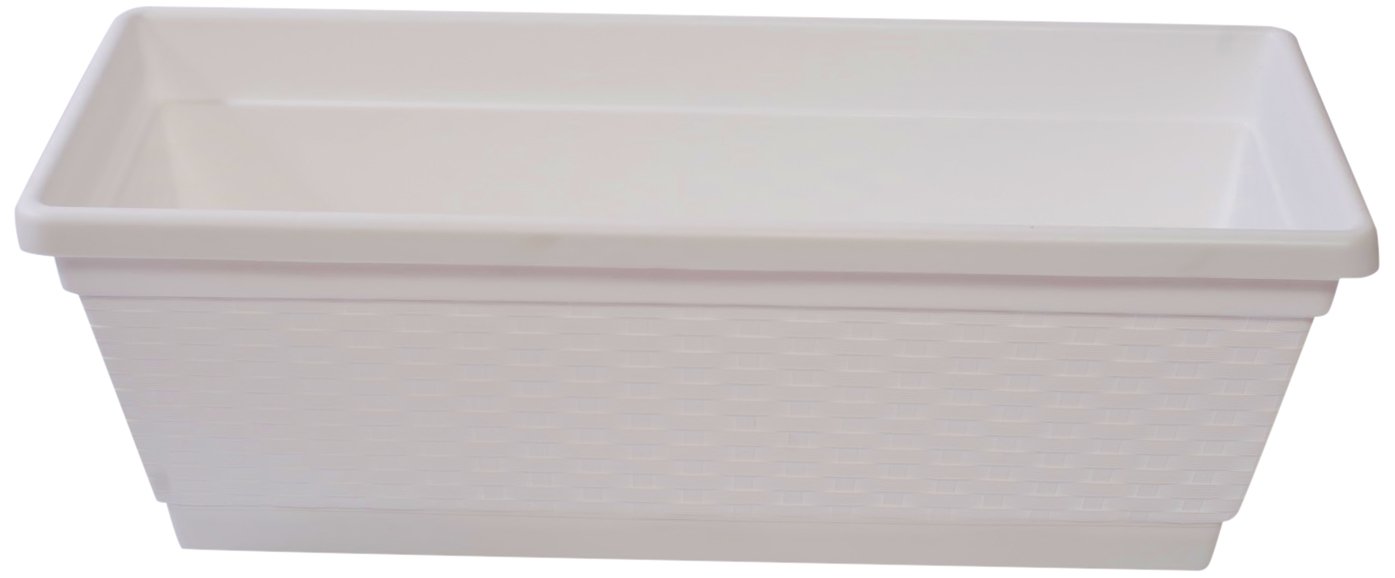 Hobby & Style 5351.0 Balcony Box with Decoration Rattan, White, 50 x 28 x 18 cm