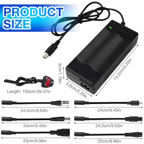 Electric Scooter Charger Mobility Scooter Charger 42V 2A AC Power Adapter Battery Charger for Electric Self-Balancing hoverboard Scooter Chargers Adapter with 6 Connections