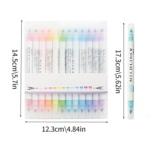 Dreamalva 12-Color Double-Headed Marker Highlighter Set Student Decorative Mark