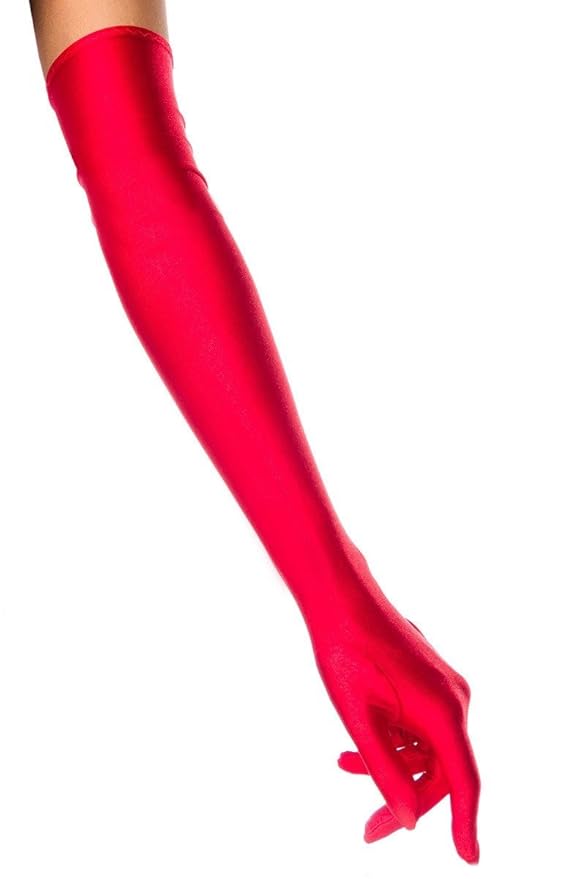 krautwear® Damen Handschuhe Spitze Ellenbogen Lang Abendhandschuhe Gerafft Braut Kurz Satin Schleife